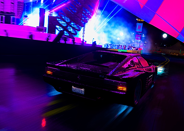 Ferrari Testarossa at Night