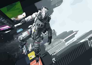 Astronaut in Space Station Digital Art