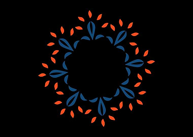 Abstract Floral Mandala on Black