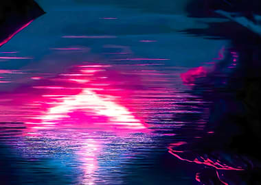 Abstract Pink and Blue Water Reflection