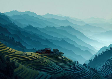 Blue Haze Rice Terraces