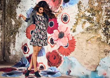 Selena Gomez Floral Dress Photo