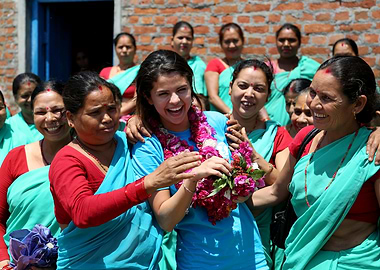 Selena Gomez in Nepal with women