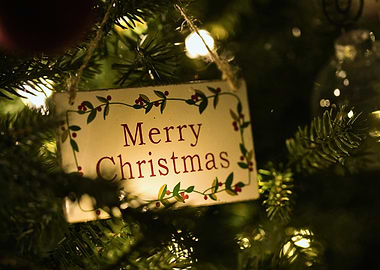 Merry Christmas Ornament on Tree