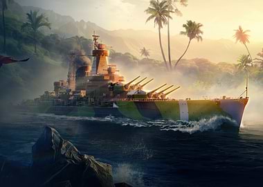 Battleship in Tropical Paradise