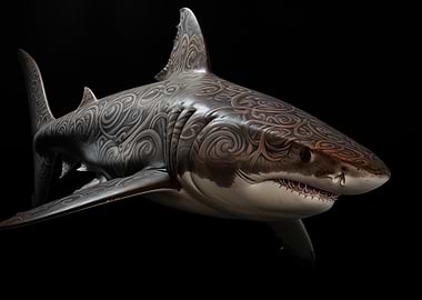 Ornate Shark on Black