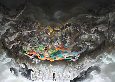 Epic Fantasy Battle with Celestial Beings