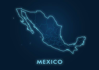 Neon Mexico Map