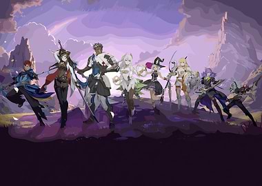 Fantasy Team in Purple Landscape