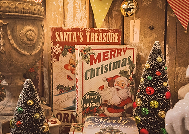 Vintage Christmas Decorations Still Life