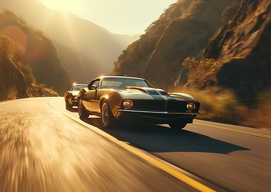 Classic Cars on Mountain Road