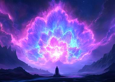 Neon Celestial Bloom Landscape