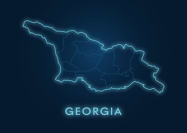 Georgia Map Neon Blue