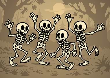 Skeletons Dance Party: Retro Macabre Dance in the Woods
