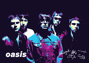 Oasis Band Portrait with Signatures