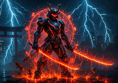 Cyberpunk Samurai Warrior Storm