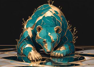 Teal and Gold Bear