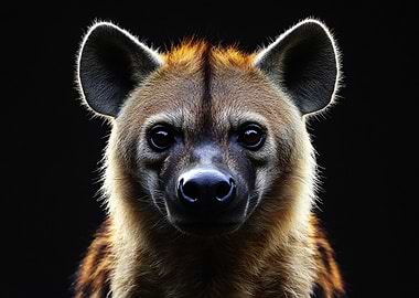 Hyena Portrait on Black Background