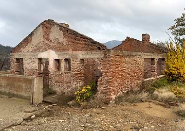 Dilapidated Brick Building Ruins