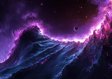 Cosmic Nebula with Planet