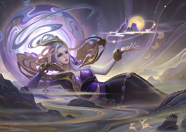 Fantasy Woman with Celestial Background