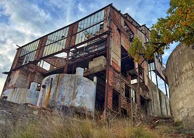 Abandoned Industrial Building Ruins