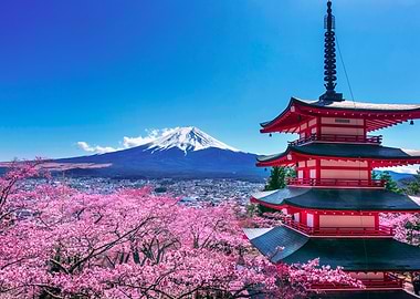 Mount Fuji and Chureito Pagoda