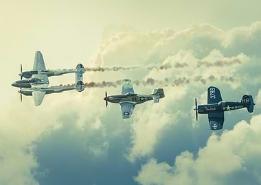 Vintage Warplanes in Flight