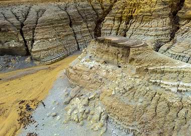 Eroded Landscape with Layered Rock Formations