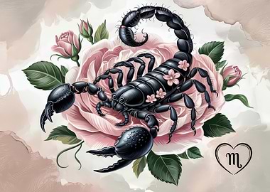 Floral Scorpio Zodiac Sign