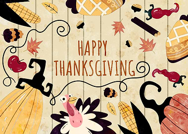 Happy Thanksgiving Cartoon Illustration