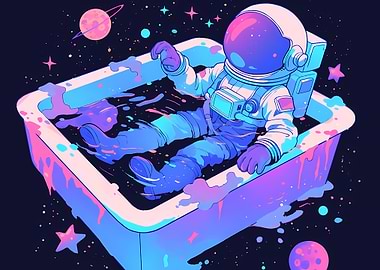 Astronaut in Bathtub in Space