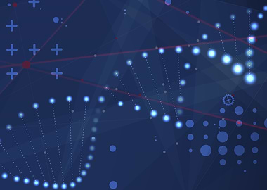 Abstract DNA Helix on Blue Background