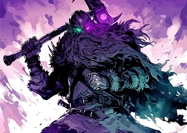 Fantasy Warrior with Axe Illustration