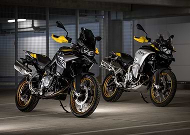 Two BMW GS Motorcycles in Garage