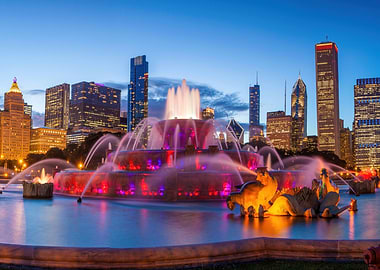 Buckingham Fountain at Night, Chicago