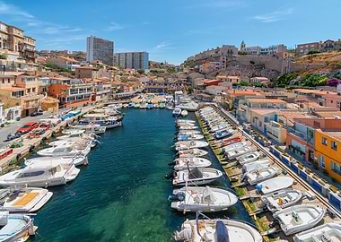 Marseille Harbor with Boats and Buildings