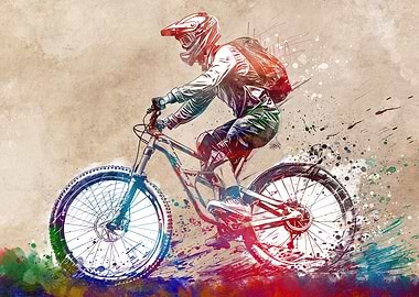 Mountain biker watercolor art