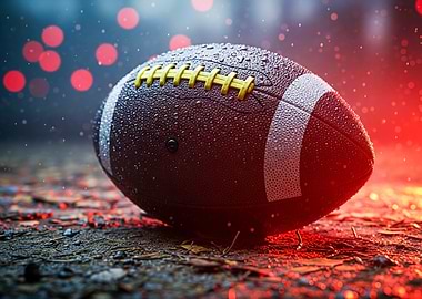 Wet Football on Ground