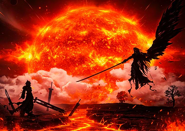 Fiery Battle: Sephiroth vs. Cloud