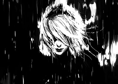 Monochrome Woman Portrait with Abstract Style