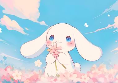 Cinnamoroll with Flowers in a Field