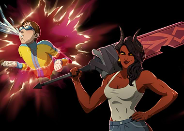 Cartoon Demon Woman with Spear