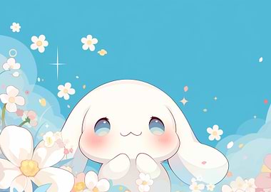 Cinnamoroll in a floral spring scene