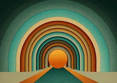 Abstract Tunnel with Orange Sphere