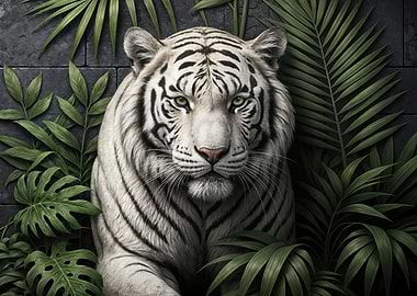 White Tiger in Lush Foliage