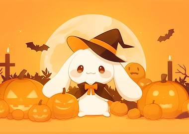 Cinnamoroll Halloween Bunny with Pumpkins