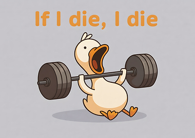 Duck Lifting Weights Cartoon