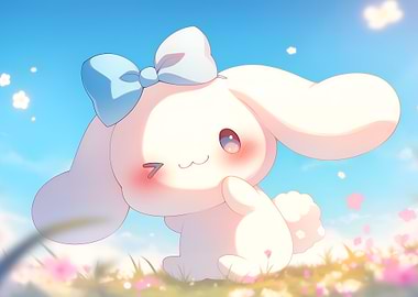 Cinnamoroll in a field of flowers