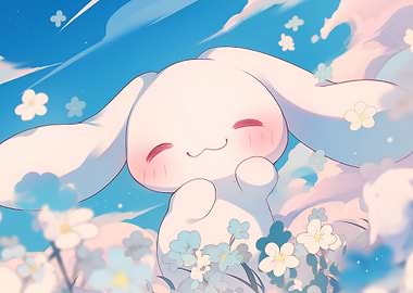 Cinnamoroll in a floral dreamscape